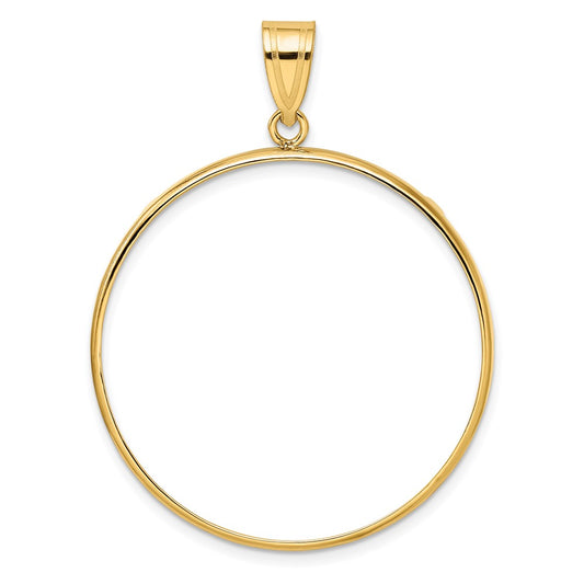 Wideband Distinguished Coin Jewelry 14k Polished 34.2mm Prong Coin Bezel Pendant
