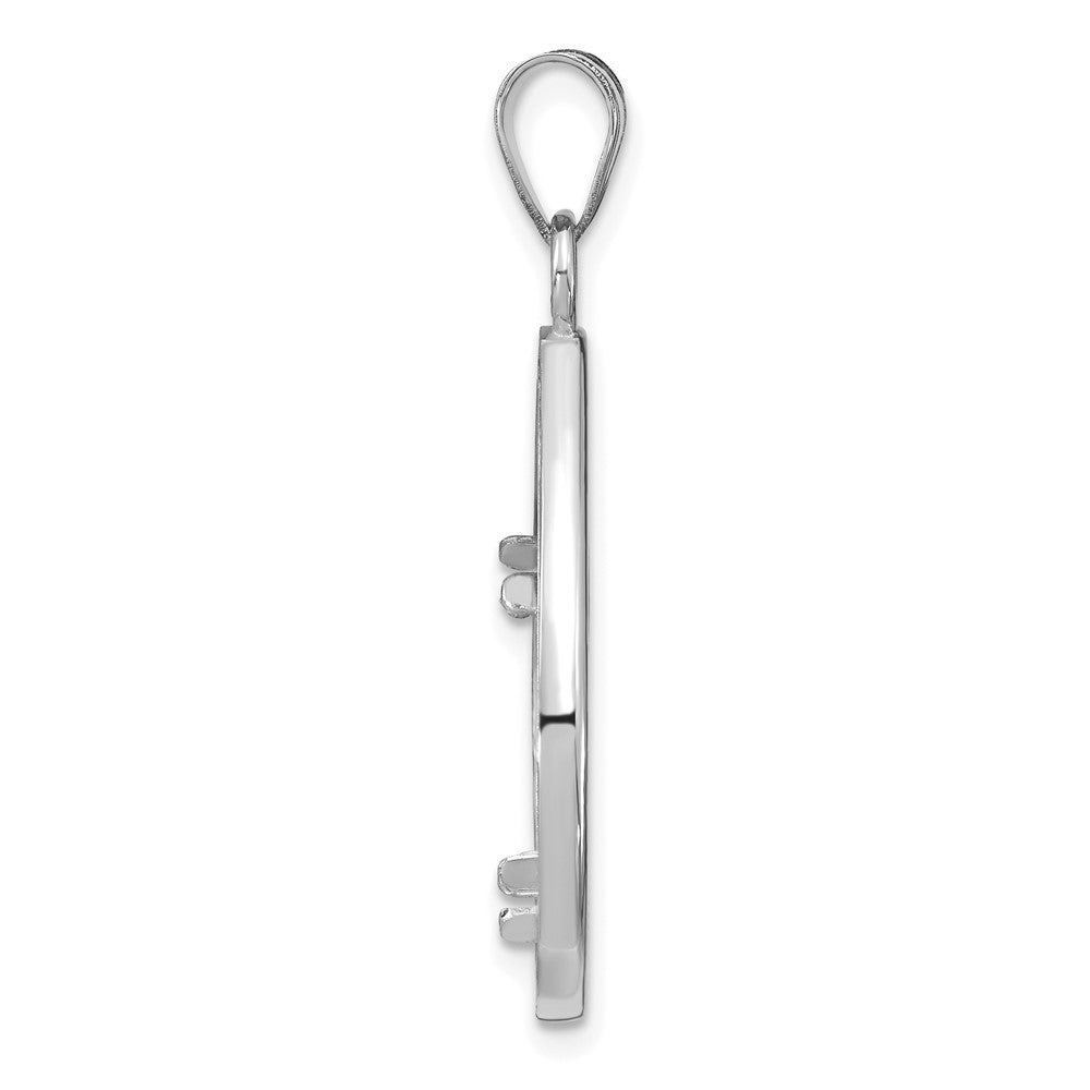 Wideband Distinguished Coin Jewelry 14k White Gold Polished and Diamond-cut Teardrop 16.5mm Prong Coin Bezel Pendant