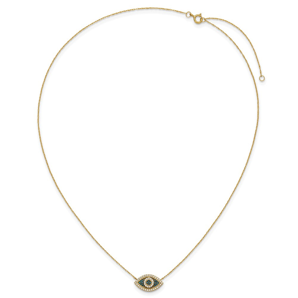 10K Polished CZ Evil Eye w/2 in ext Necklace