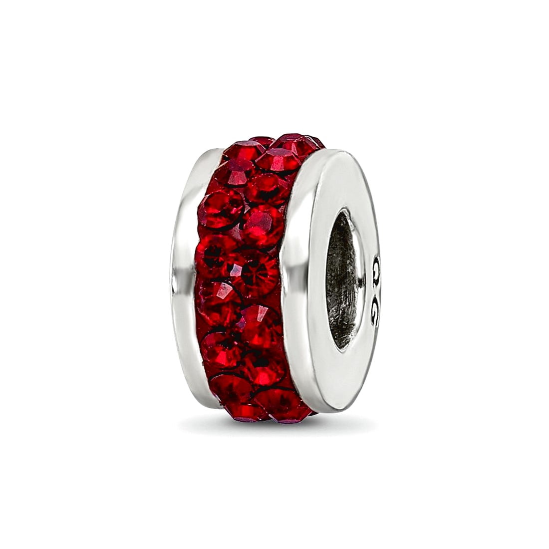 Sterling Silver Reflections Dark Maroon Double Row Preciosa Crystal Bead