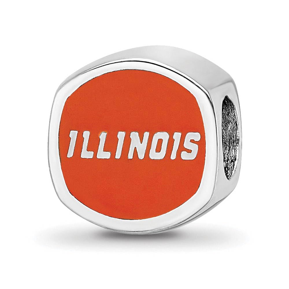Sterling Silver Rhodium-plated MLB LogoArt St. Louis Cardinals St. L Enameled Bead QSS500CRD