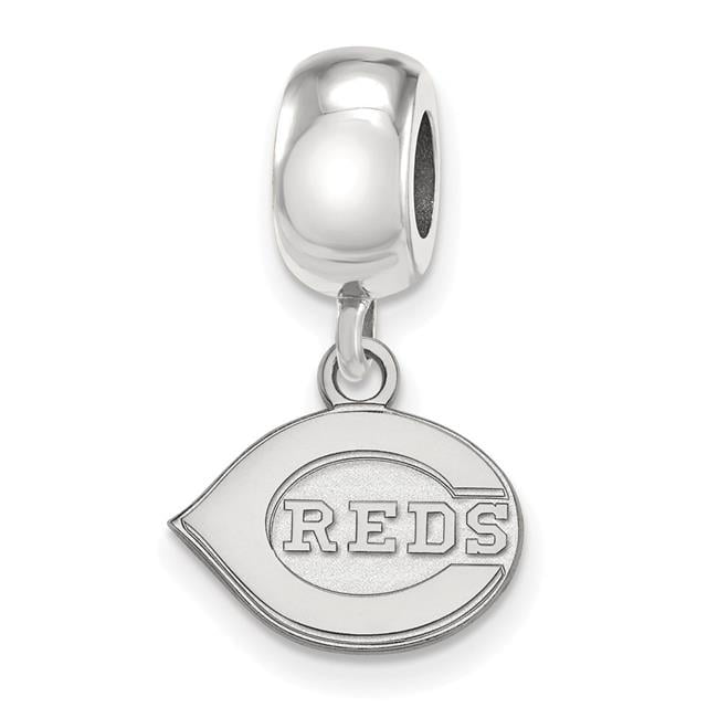 Sterling Silver Rhodium Plated Major League Baseball LogoArt Cincinnati Reds Dangle Bead