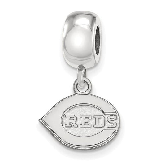 Sterling Silver Rhodium Plated Major League Baseball LogoArt Cincinnati Reds Dangle Bead
