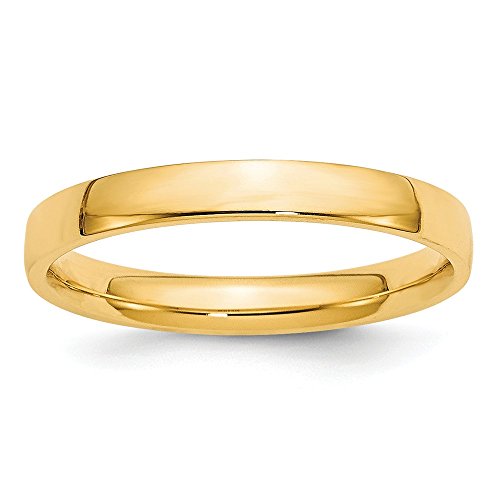 14k Yellow Gold 3mm Lightweight Comfort Fit Wedding Band Size 4.5