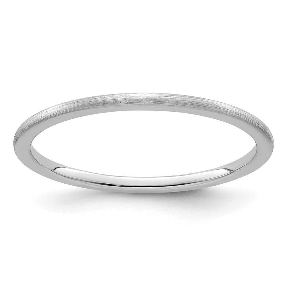 10K White Gold 1.2mm Half Round Satin Stackable Band Size 7.5