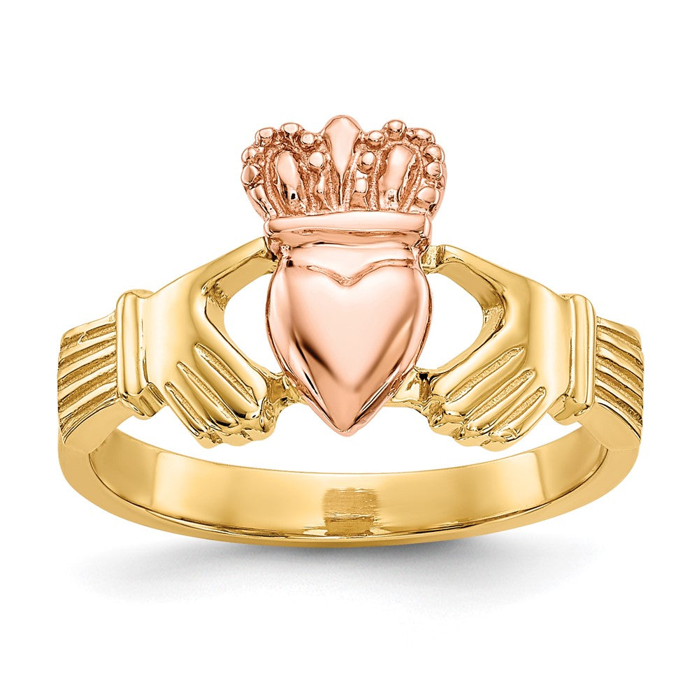 14k Two-tone Polished Claddagh Ring Size 6