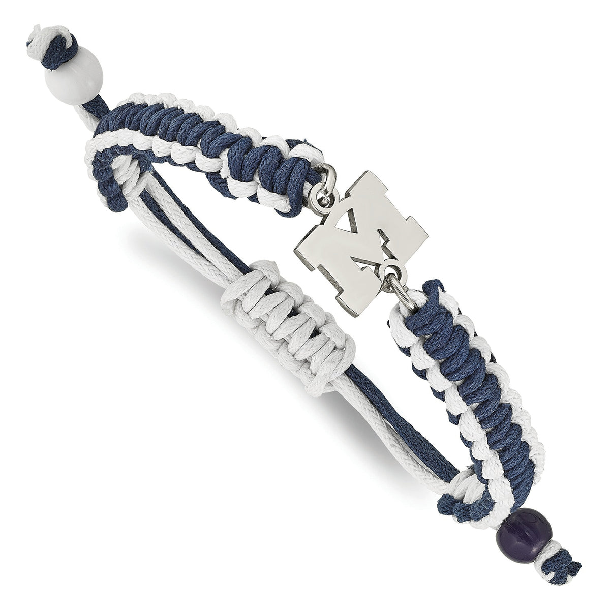 Stainless Steel LogoArt University of Michigan Letter M Adjustable Cord Bracelet Q-ST514UM