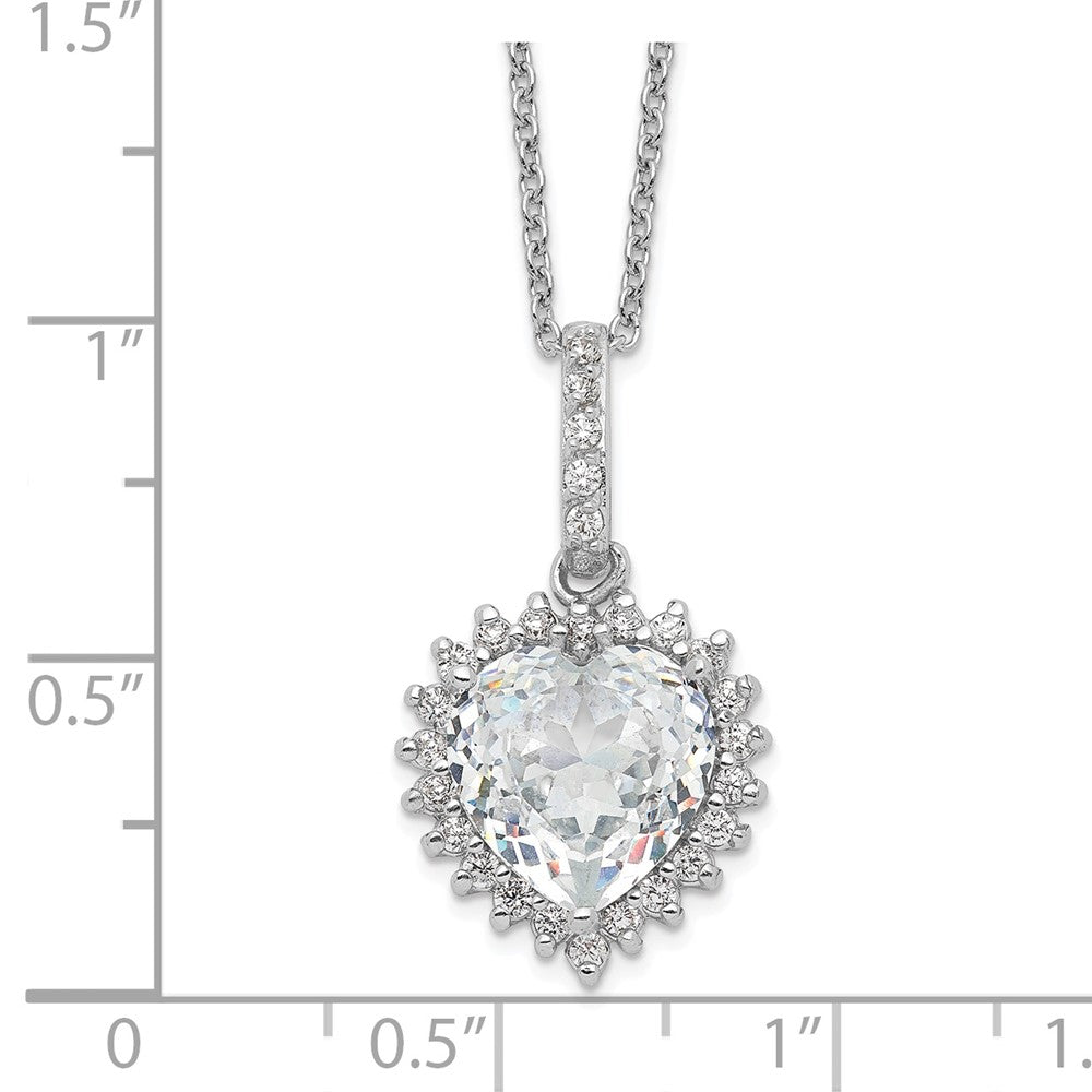 Cheryl M Sterling Silver Rhodium-plated Fancy 100-Facet and Brilliant-cut CZ Heart 18.5 Inch Necklace 18.5 Inches