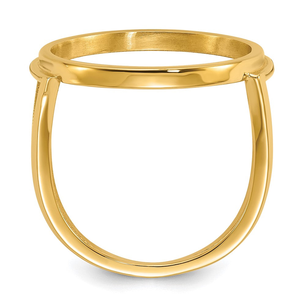 Wideband Distinguished Coin Jewelry 14k Ladies' Polished and Diamond-cut 16.5mm Coin Bezel Ring