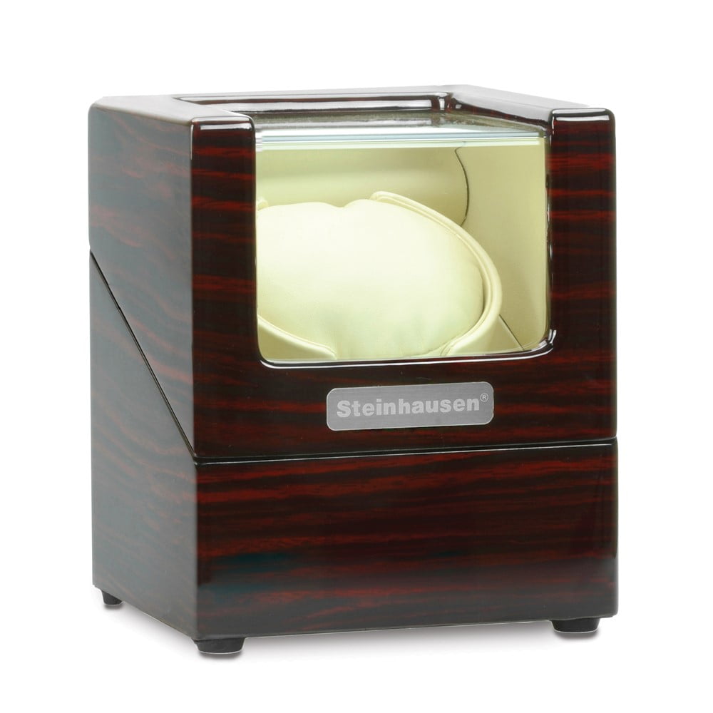 Steinhausen High Gloss Heritage Cherry Finish Leatherette Lined Single Watch Winder (AC or Batteries) QGM20213