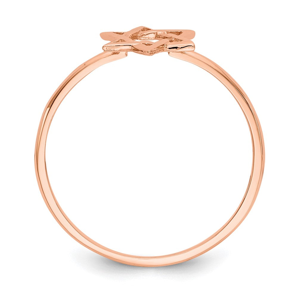 14k Rose Gold Polished Star of David Ring Size 7