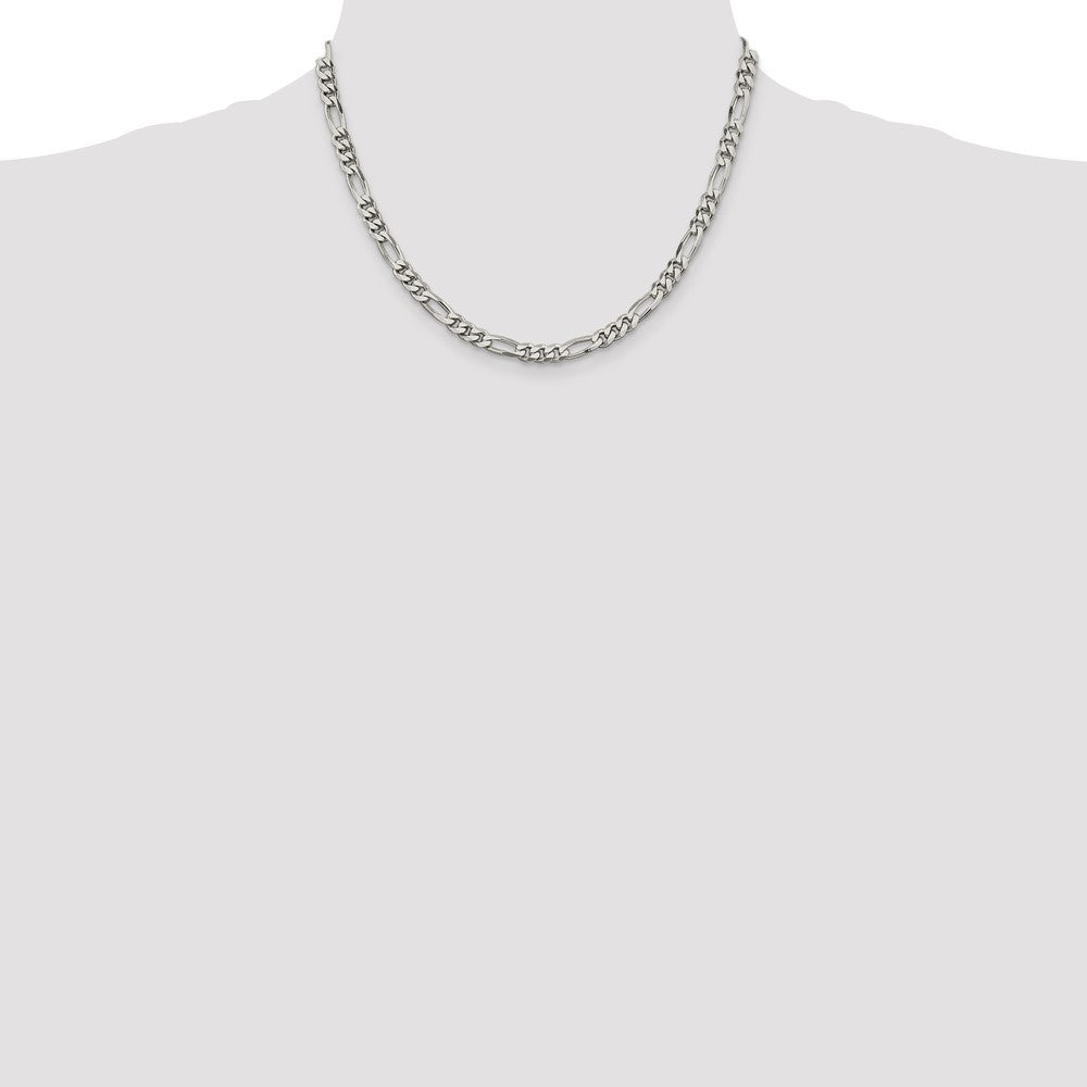 Sterling Silver 5.5mm Figaro Chain 18 Inches