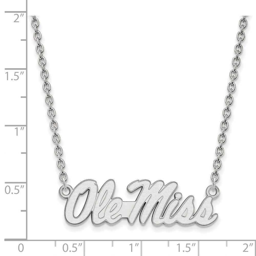 Sterling Silver U of Mississippi Large Ole Miss Pendant Necklace