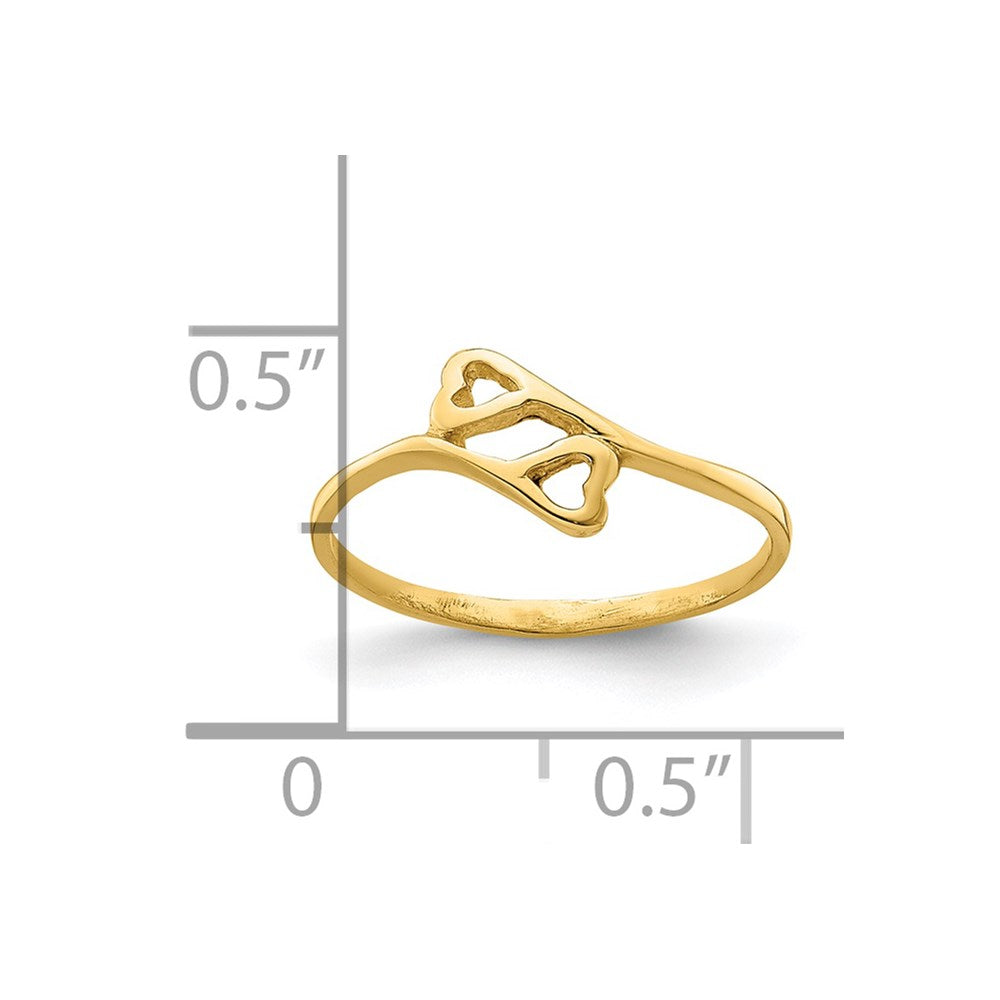 14k Double Heart Baby Ring Size 3