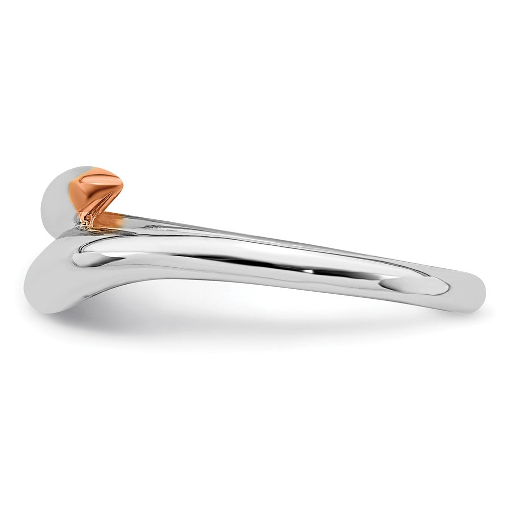 Sterling Silver Rhodium-plated Rose Gold-tone Bypass Ring