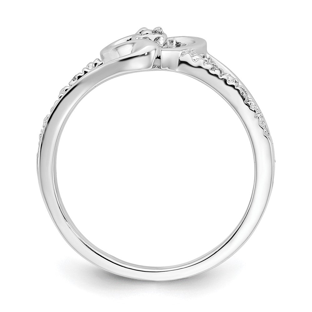 Sterling Silver Polished Fancy Diamond Heart Ring