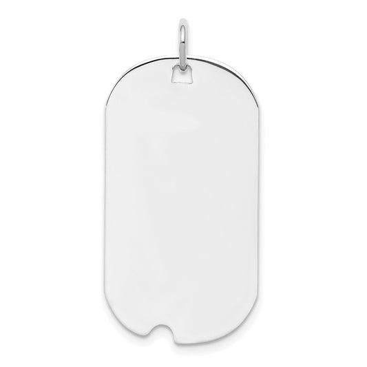 Sterling Silver Rhod.-plate Eng. Dog Tag Polish Front/Satin Back Disc Charm