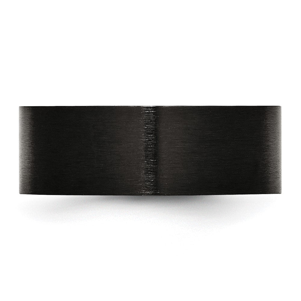 Stainless Steel Brushed Black IP-plated 8mm Flat Band Size - 11.5