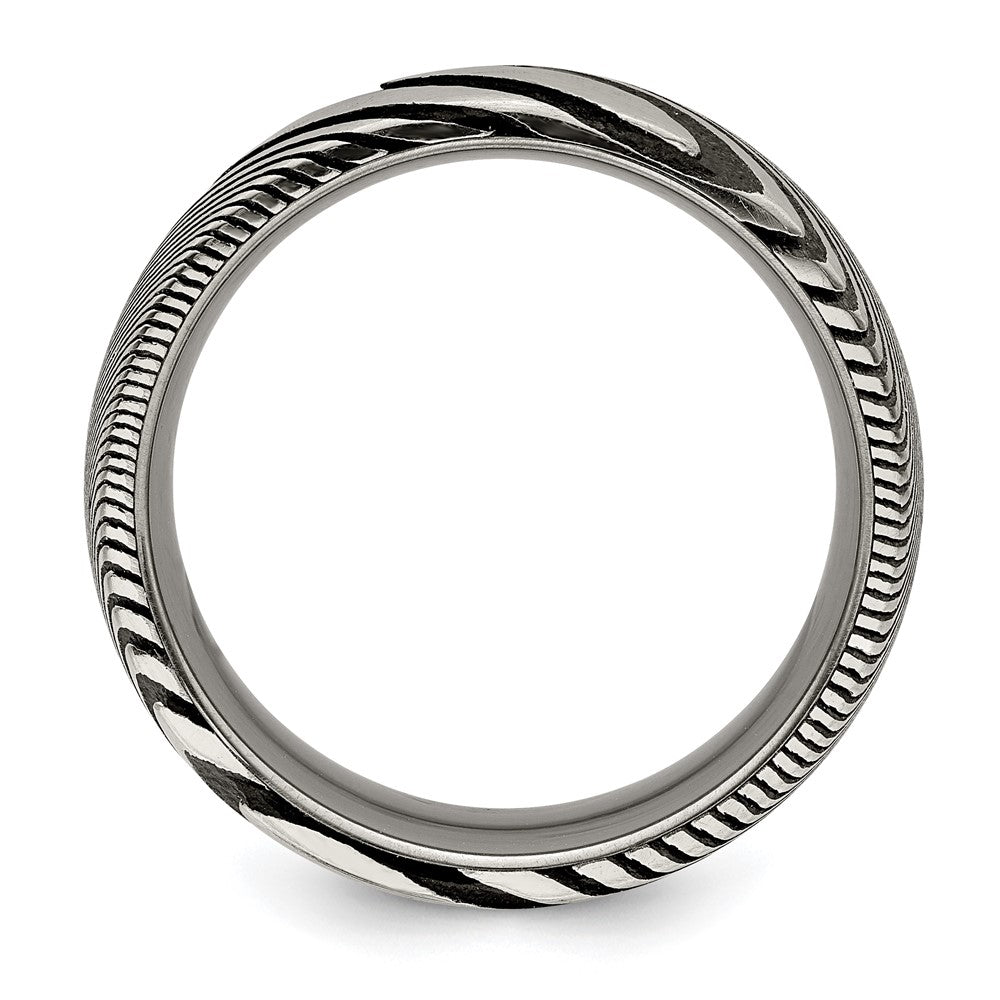 Damascus Steel Polished 8mm Band Size - 10.5