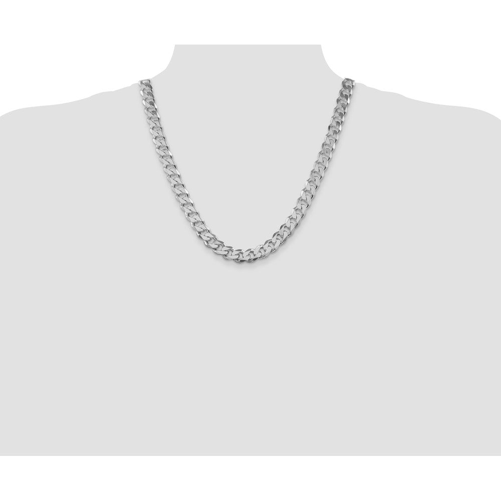 Sterling Silver Rhodium-plated 11mm Curb Chain 22 Inches
