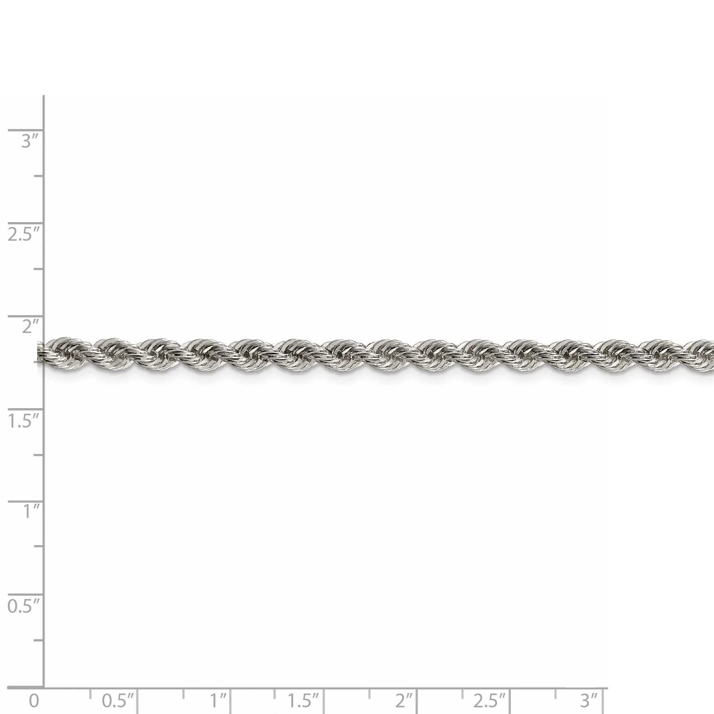 Sterling Silver 4.3mm Solid Rope Chain 9 inches