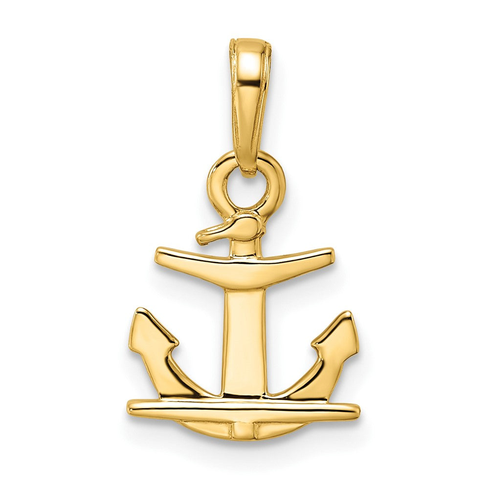 14k/White Rhodium D/C Anchor Pendant