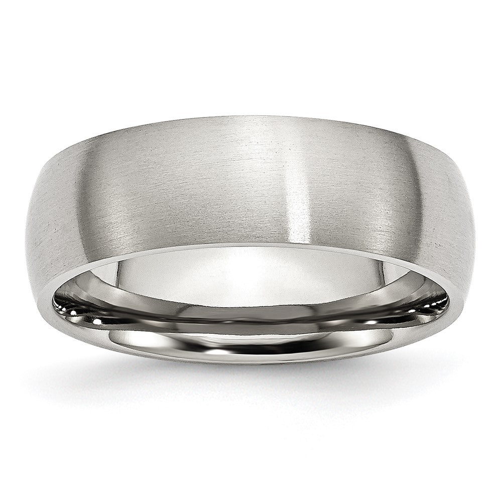 Stainless Steel Brushed 7mm Half Round Band Size - 8.5