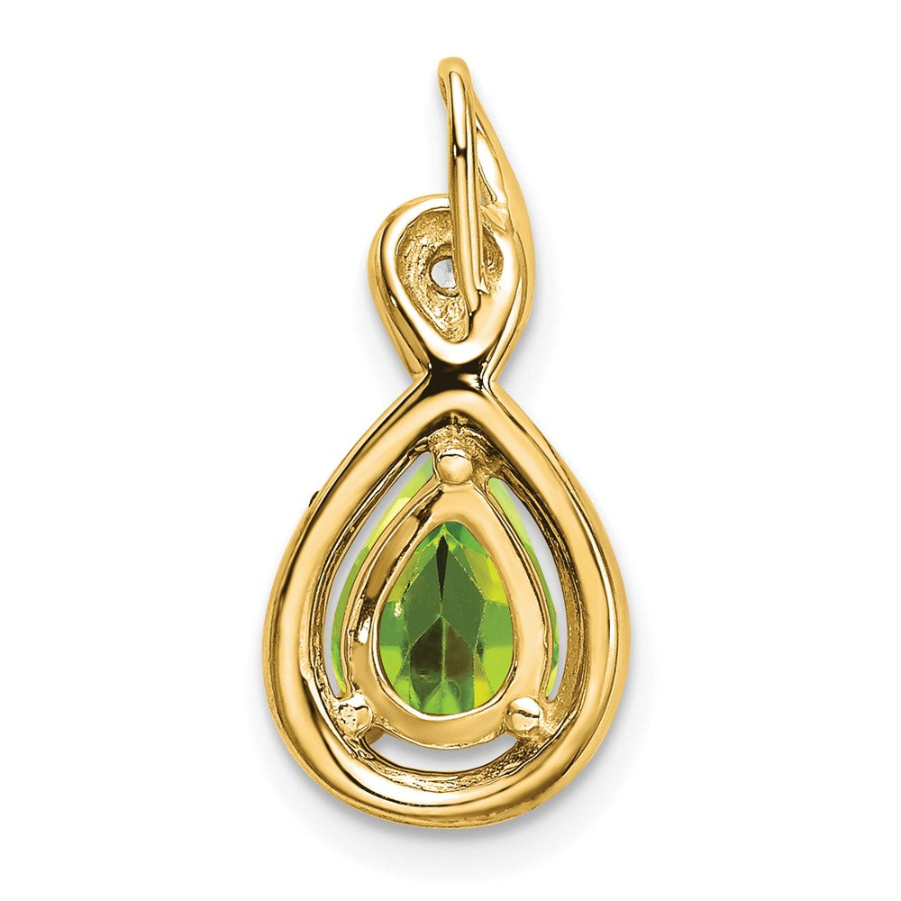 14k Pear Peridot and Diamond Pendant