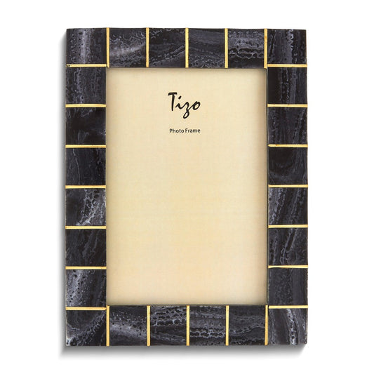 Black Resin with Brass Accent 5x7 Photo Frame