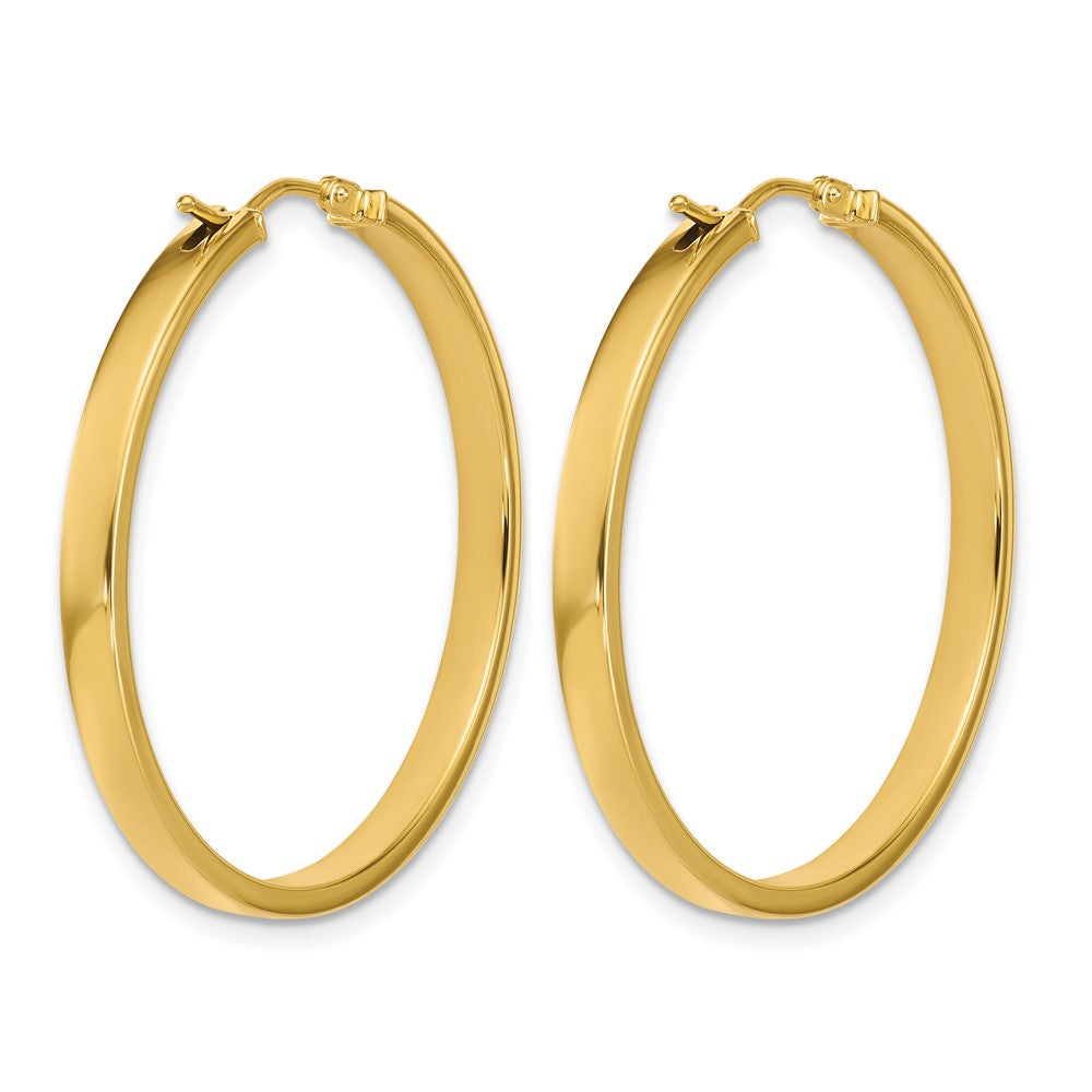 14K Gold Polished Square Tube Round Hoop Earrings