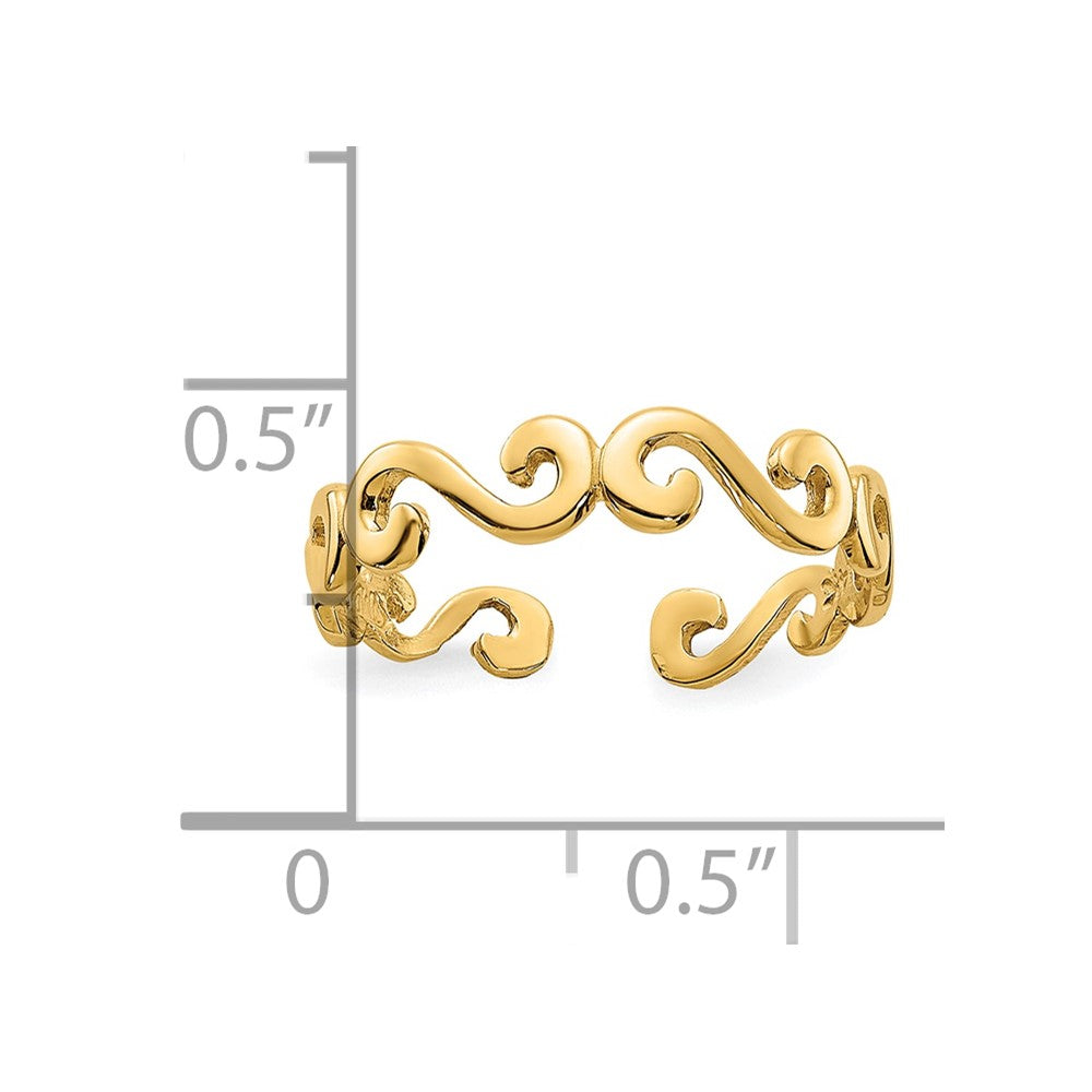 10k Swirl Toe Ring Yellow Gold