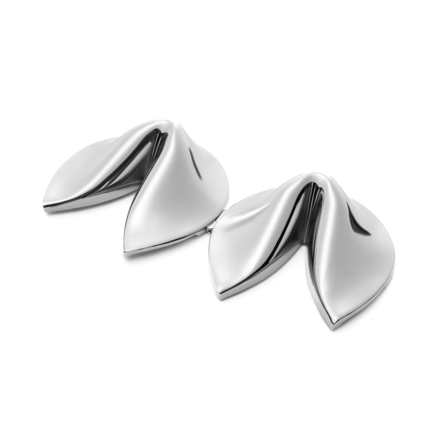 Silver-tone Hinged Fortune Cookie Shaped Box GM2162