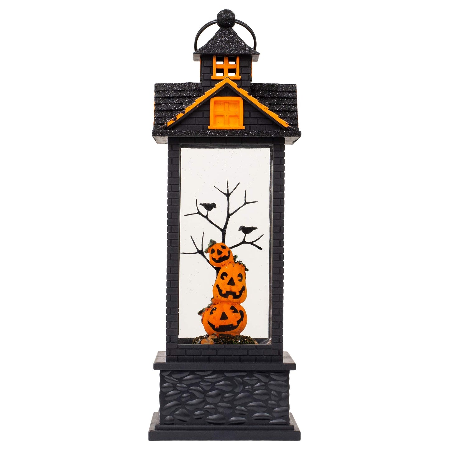 Roman Halloween Lantern Jack o Lantern Swirl Glitter Globe, 11 3/4 Inch