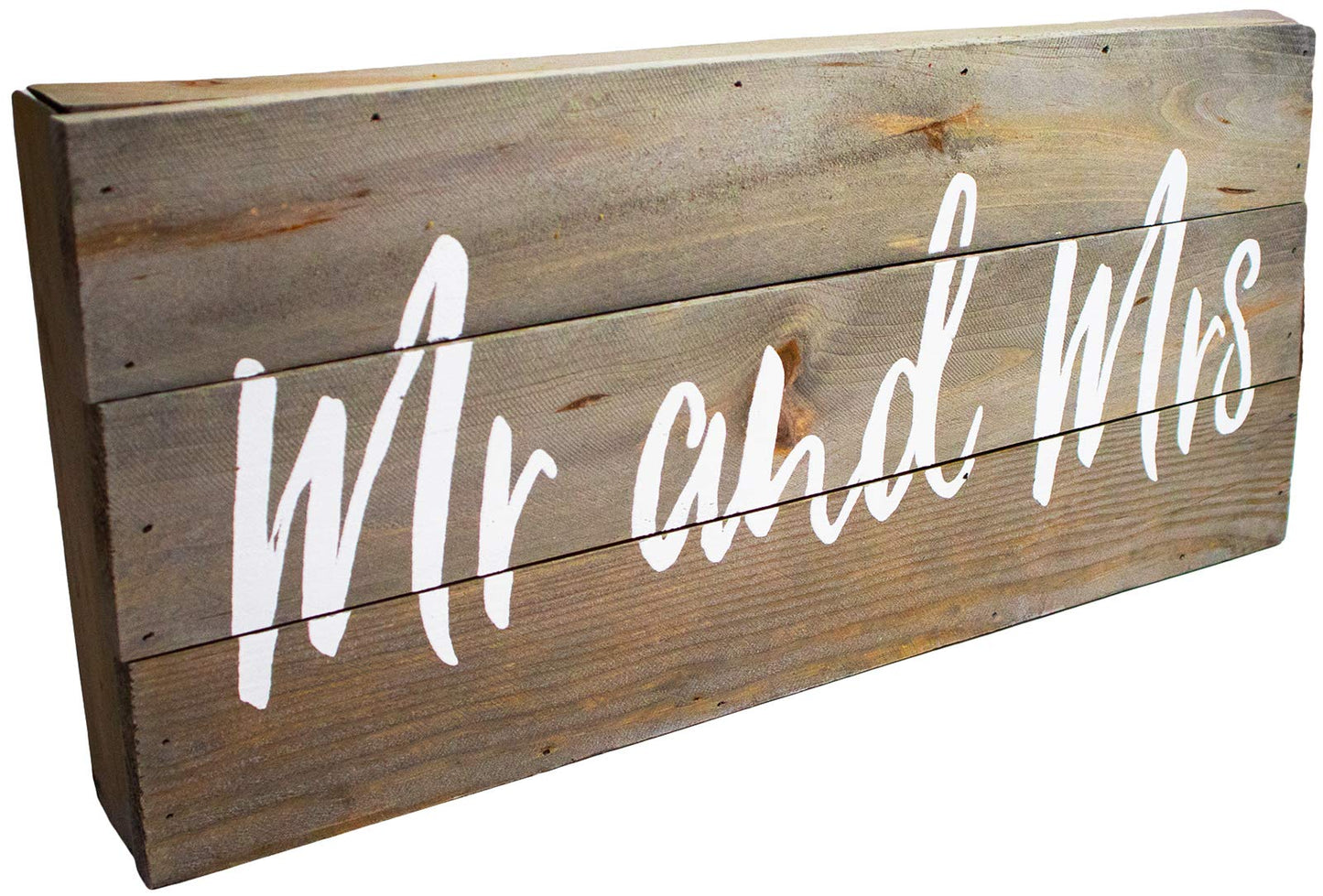 Rustic "Mr & Mrs" Wedding Wooden Boxed Sign (7" X 16" - Plank)