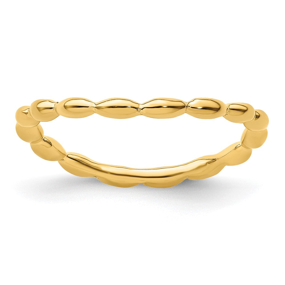 Sterling Silver Stackable Expressions Polished Gold-plate Wave Ring Size -8