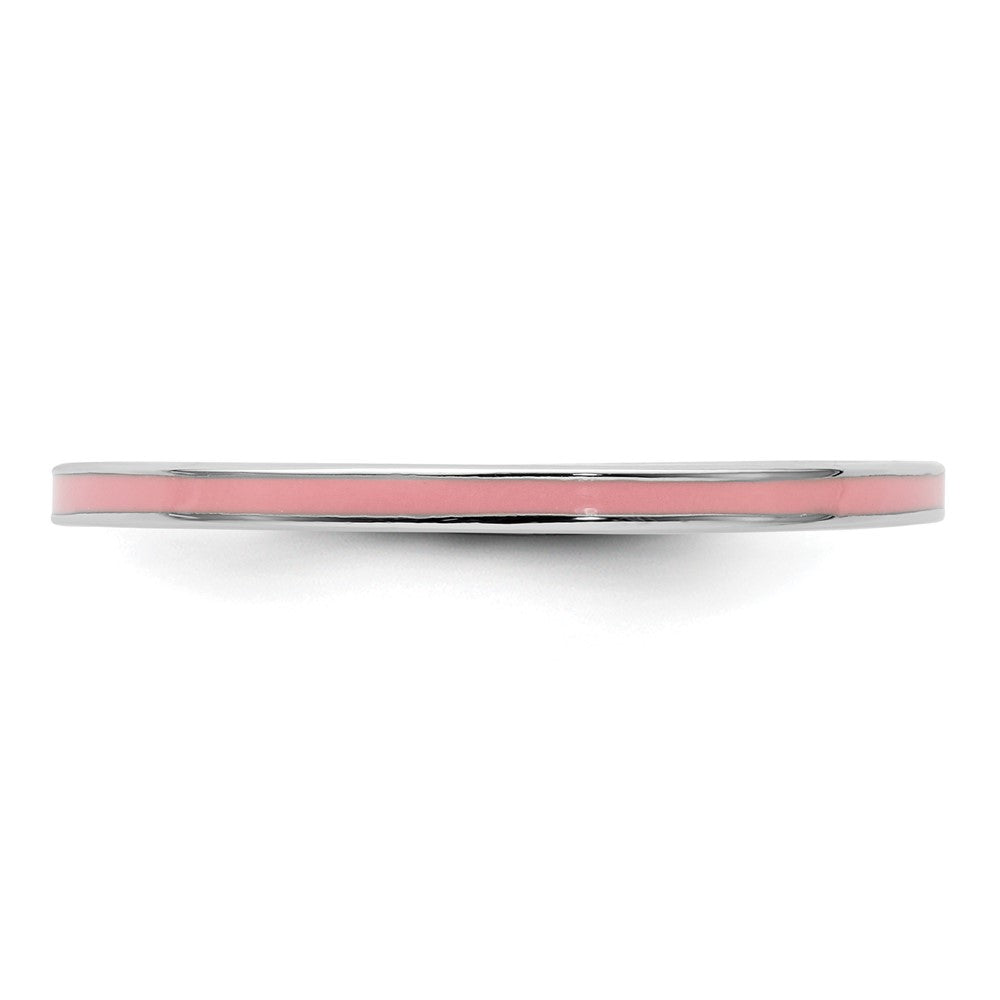Sterling Silver Stackable Expressions Pink Enameled 1.5mm Ring Size -6