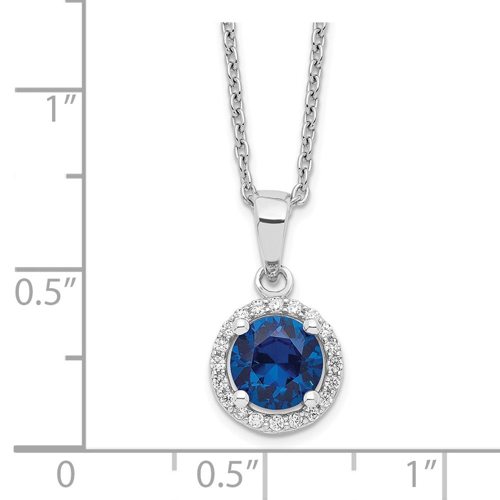 Brilliant Embers Sterling Silver Rhodium-plated 20 Stone 18 inch White and Blue Micro Pav‚ CZ Necklace with 2 Inch Extender 18 Inches