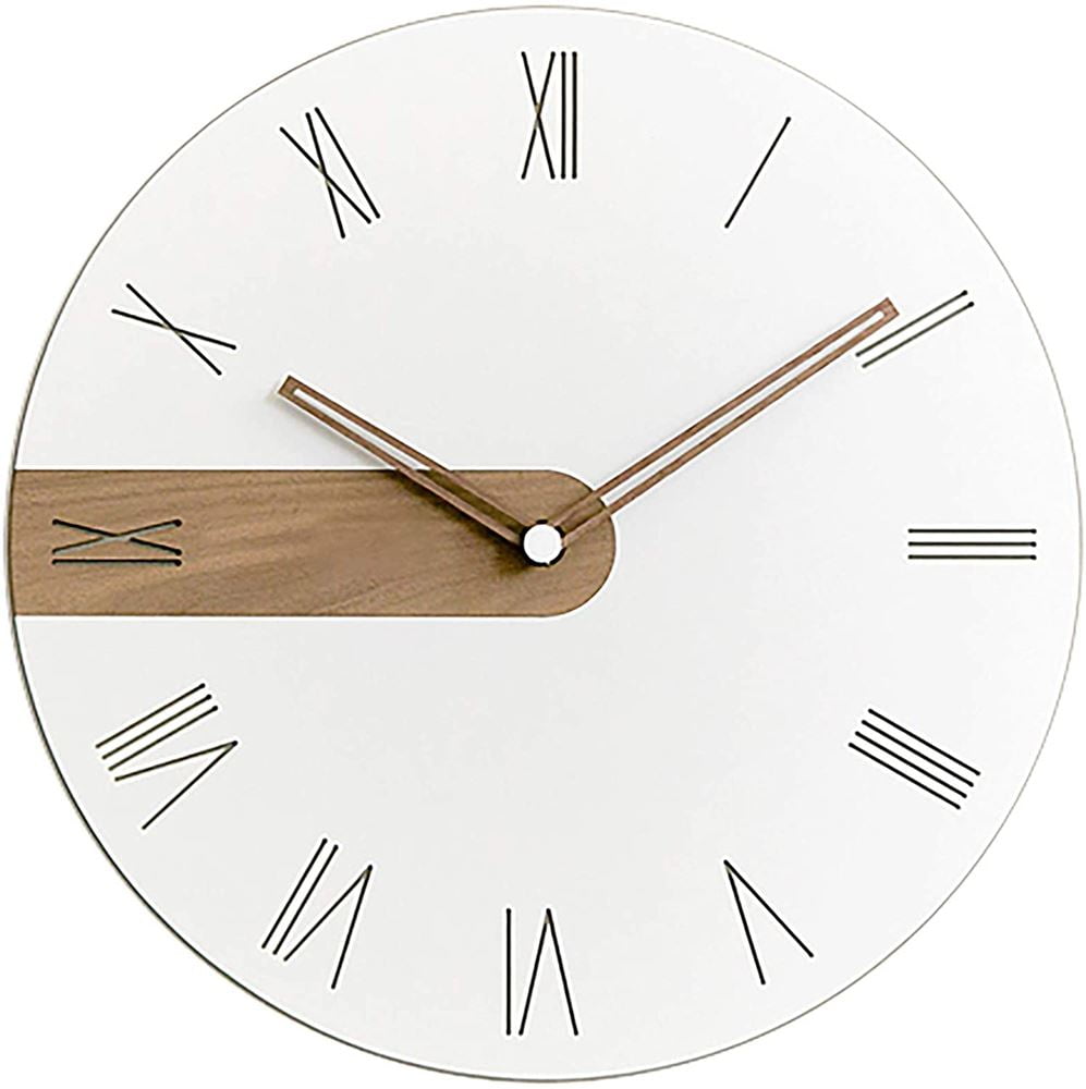 Stephanie Imports 11.4" Quartz Modern Minimalist Silent Wall Clock with Exposed Wood Design