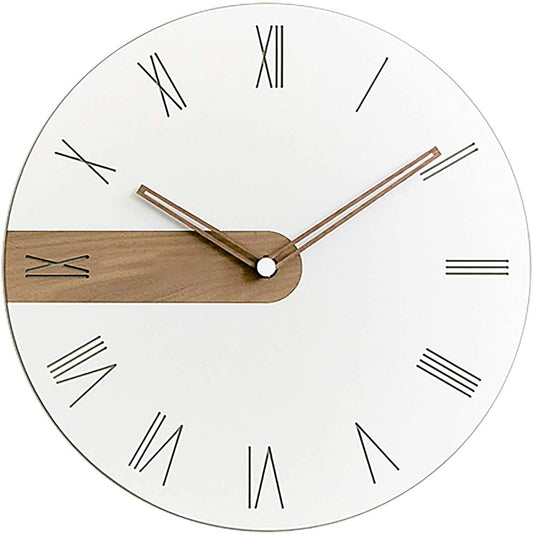 Stephanie Imports 11.4" Quartz Modern Minimalist Silent Wall Clock with Exposed Wood Design
