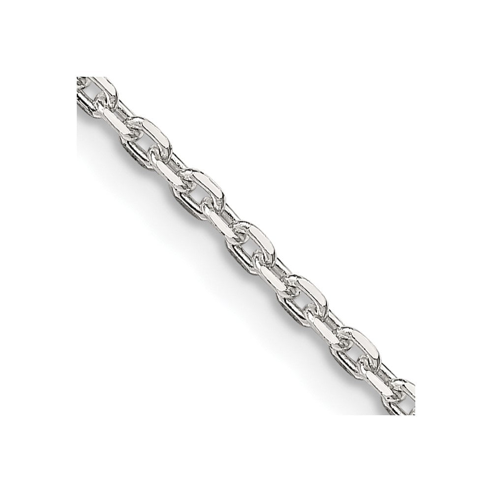 Sterling Silver 2mm Beveled Oval Cable Chain 18 Inches