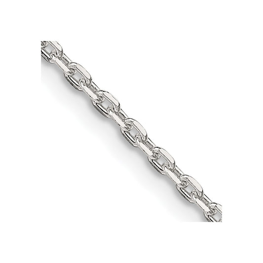 Sterling Silver 2mm Beveled Oval Cable Chain 18 Inches