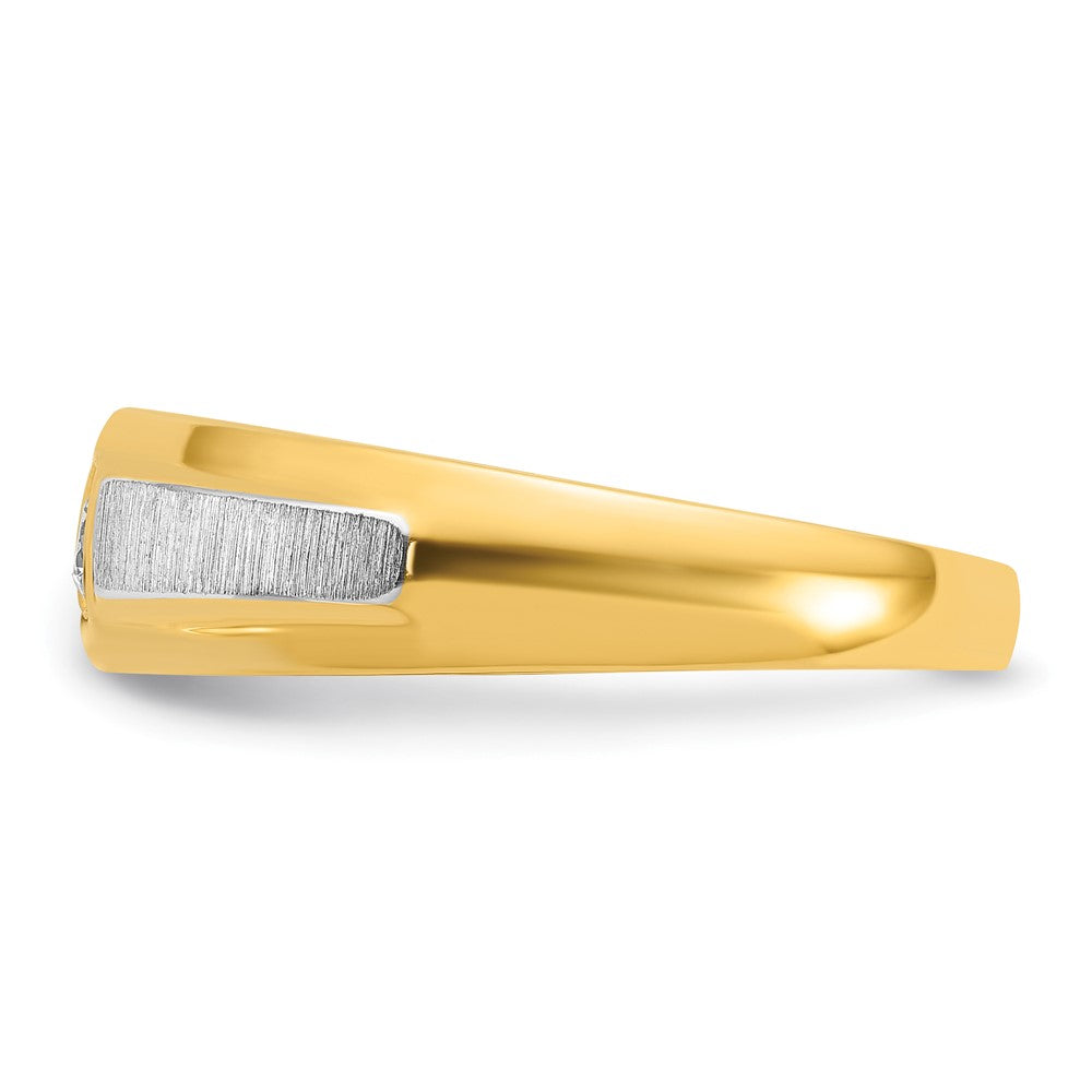 14k Two-tone IBGoodman Men's Polished and Satin 1/10 carat Diamond Complete Ring Size 1