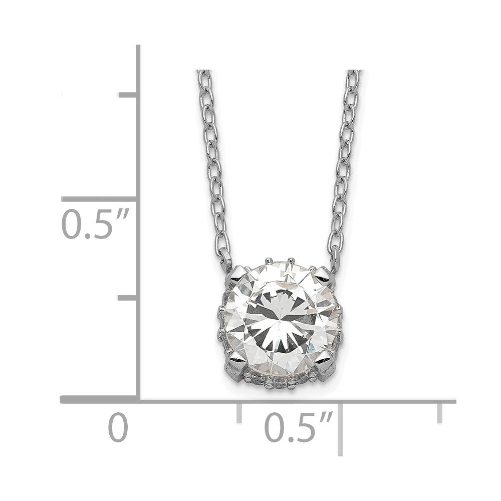 Sterling Silver Rhodium-plated 7mm CZ Necklace 18 Inches