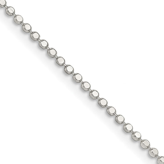 Sterling Silver 1.15mm Square Fancy Beaded Chain 16 Inches