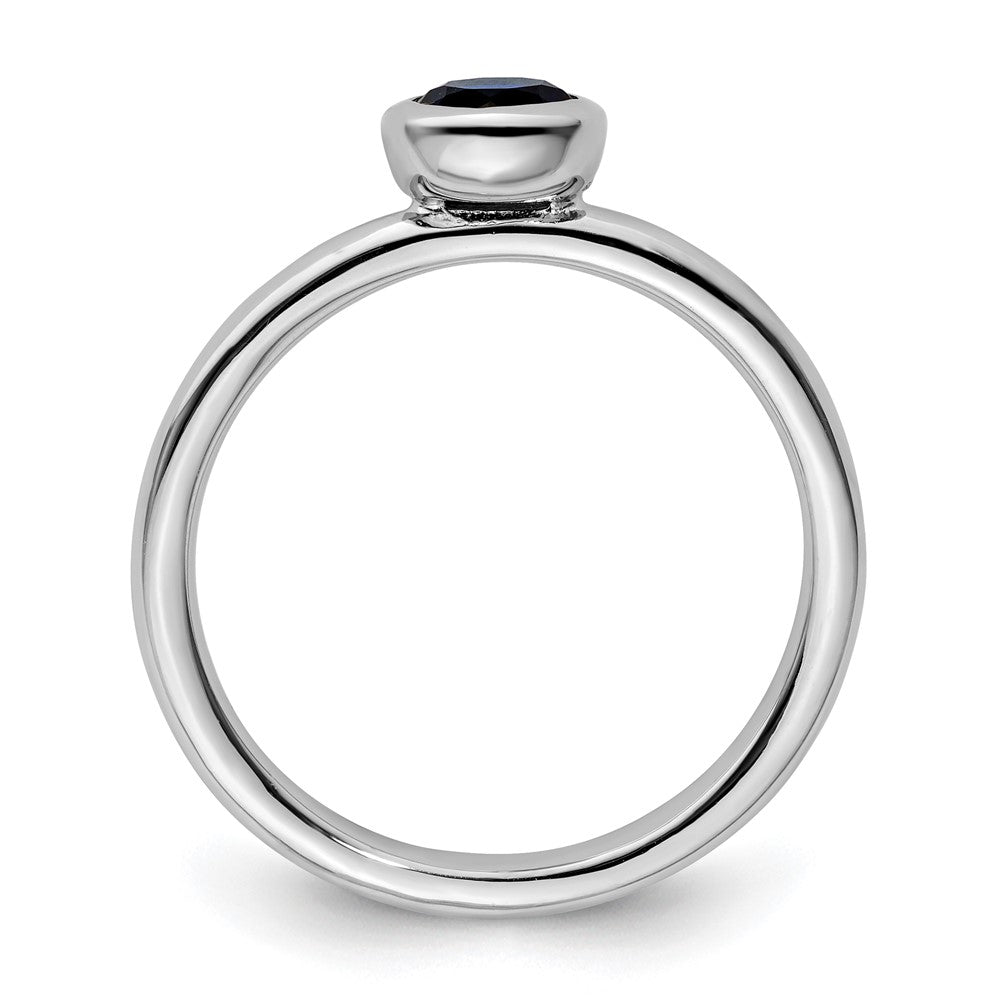 Sterling Silver Stackable Expressions Low 5mm Round Cr. Sapphire Ring Size -7