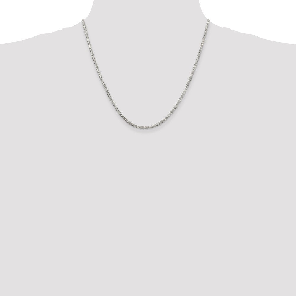 Sterling Silver Rhodium-plated 2.5mm Round Spiga Chain 20 Inches