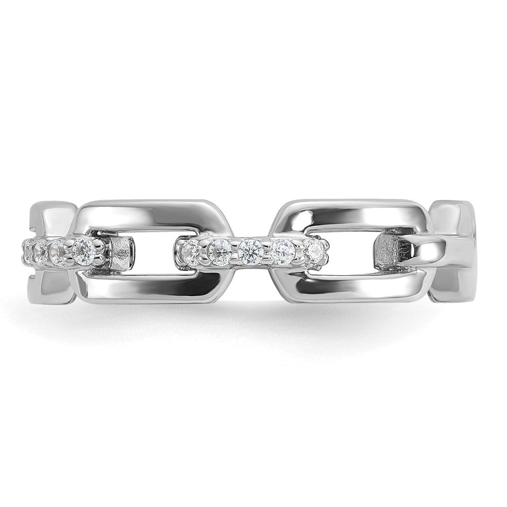 Cheryl M Sterling Silver Rhodium-plated Polished CZ Link Ring