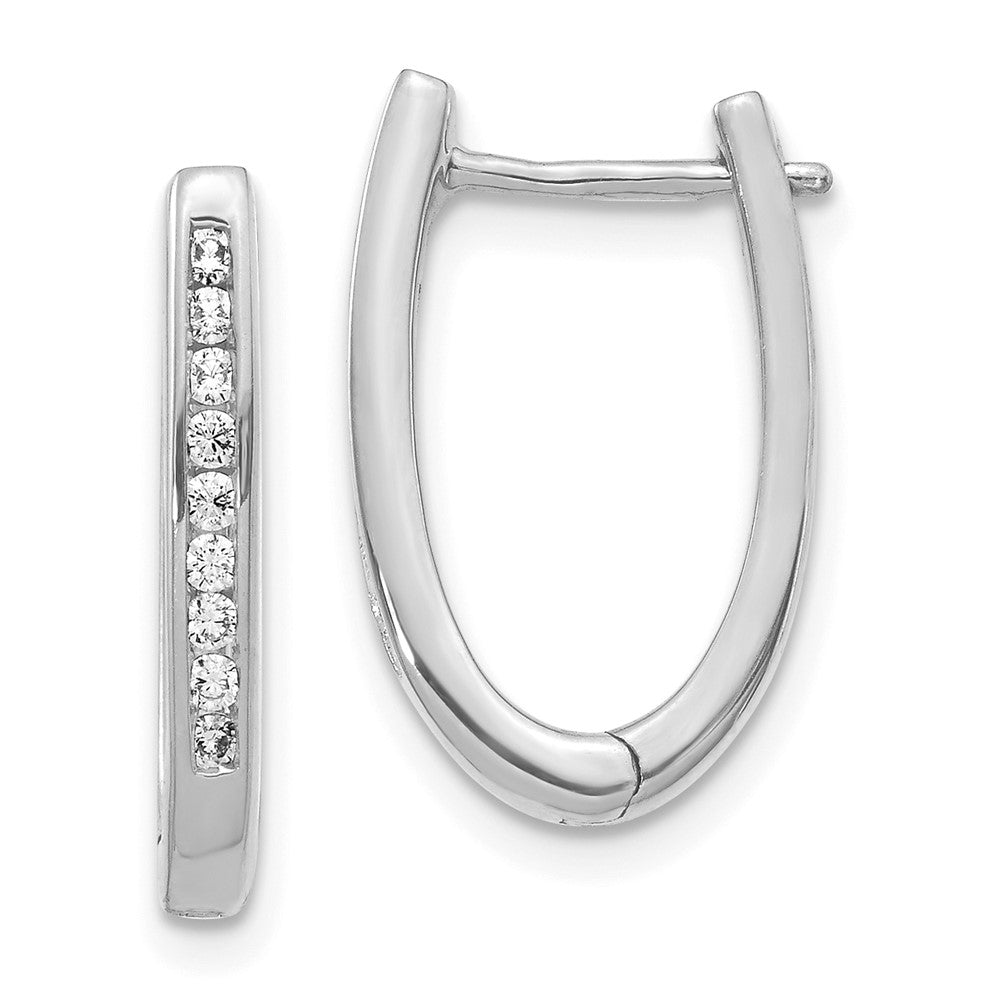 14k White Gold 1/4 carat Lab Grown Diamond VS/SI+ G+ Complete Hinged Hoop Earrings