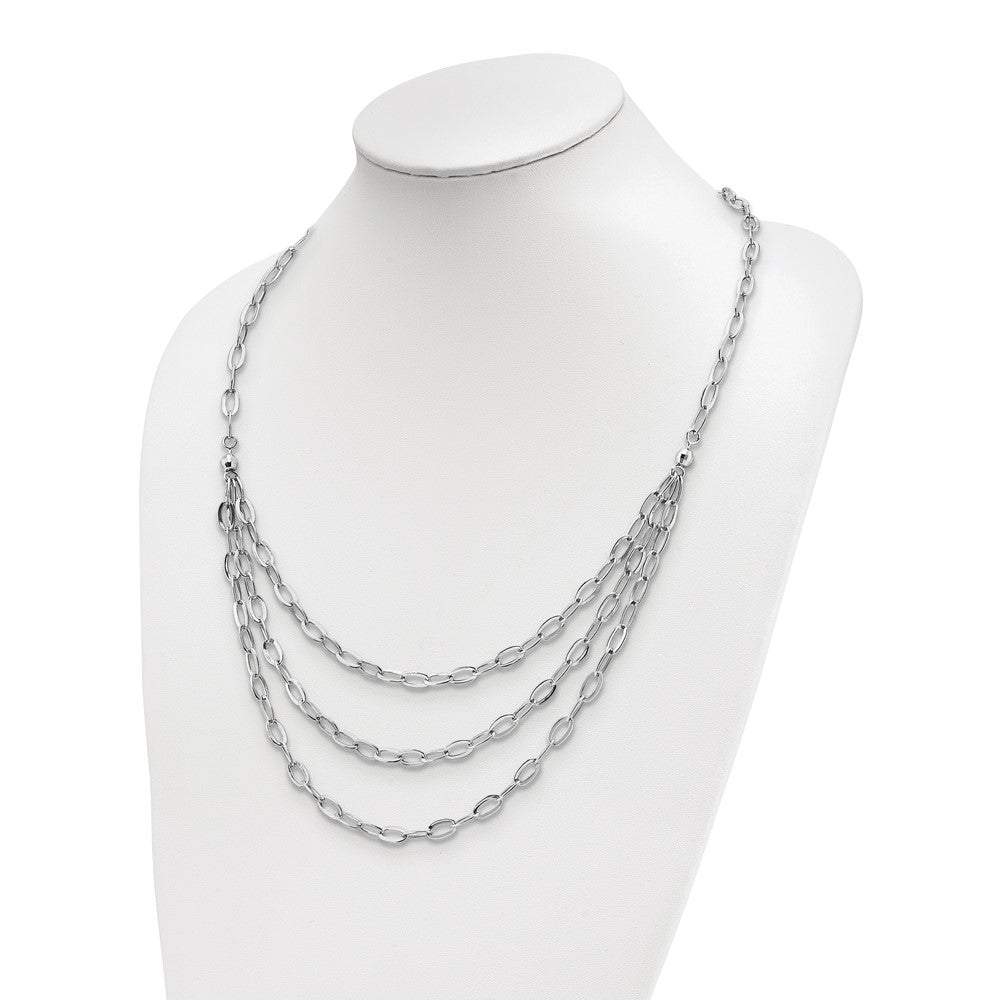 Sterling Silver Rhodium-plated Multi-Strand Necklace