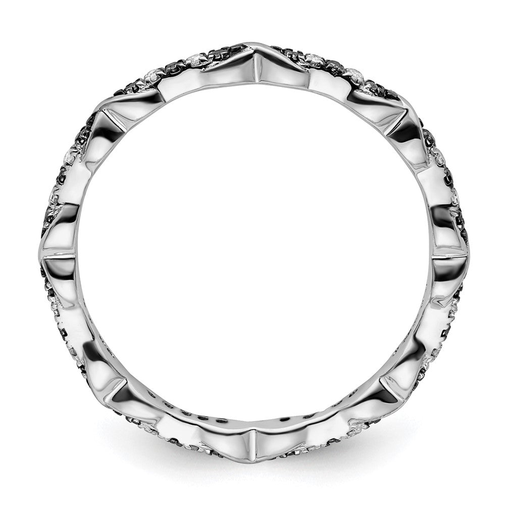 Sterling Silver Stackable Expressions Black & White Diamond Ring Size -8